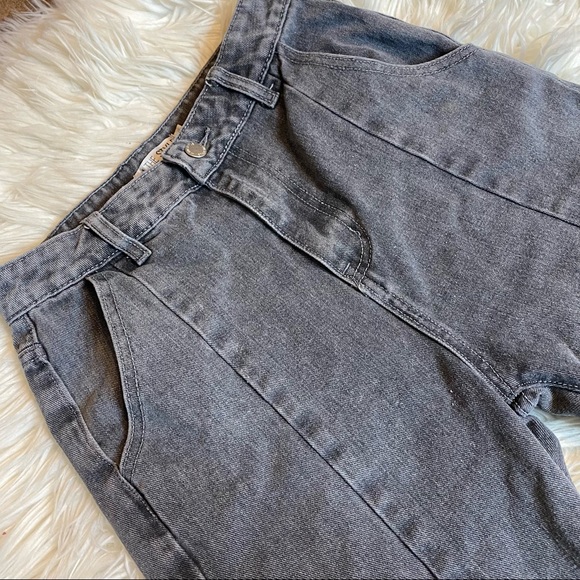 In The Style x Fashion Influx straight leg jean with split hem detail in gray 8 - Picture 6 of 8